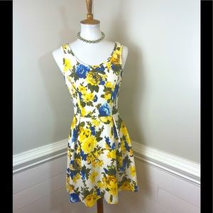 Miin Bright Floral Textured Fit & Flare Dress S (jr) FREE SHIP